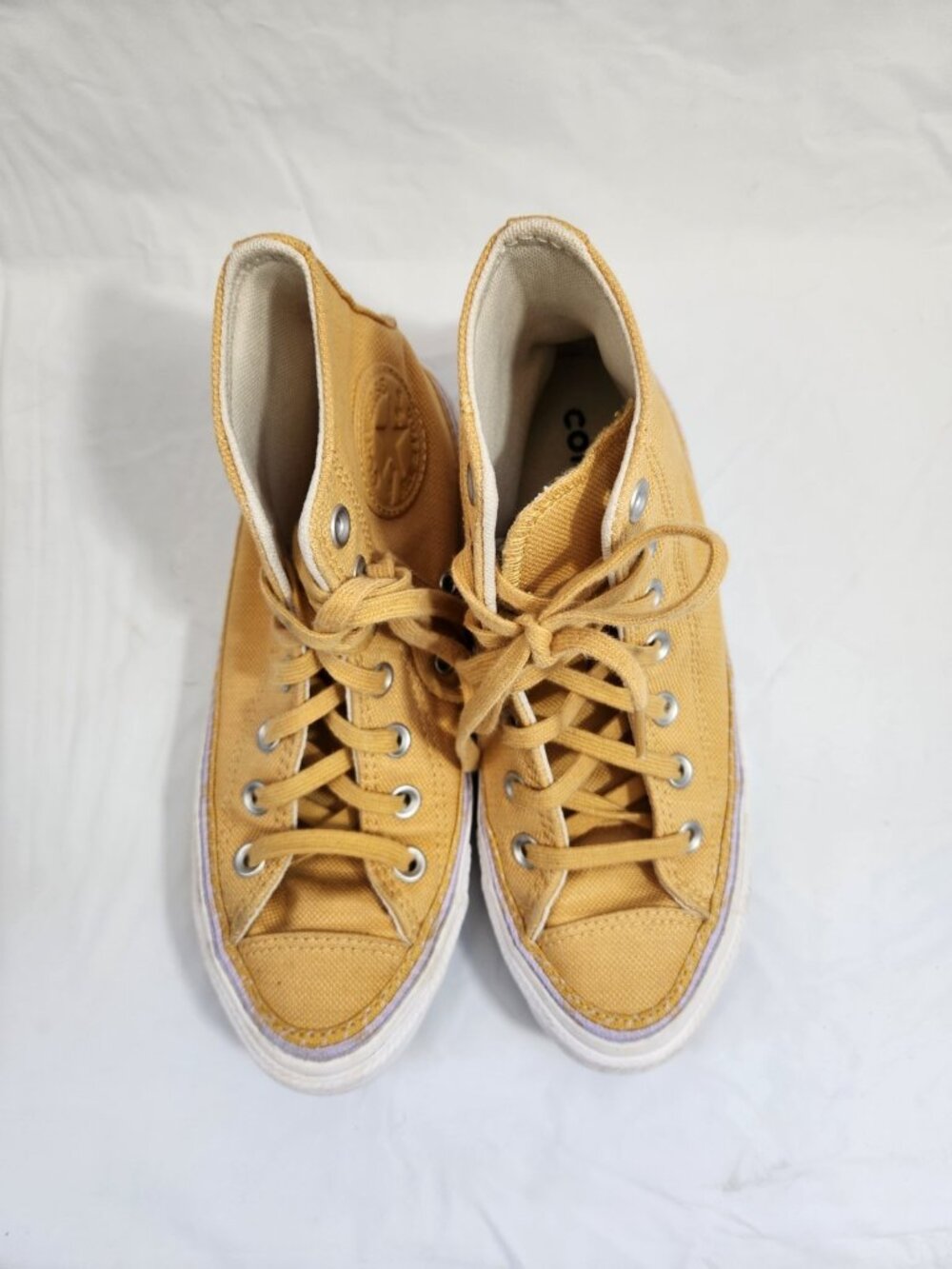 Converse Chuck Taylor All Star High Top Sneakers Women Size 7 Yellow Lace Up - Picture 2 of 8